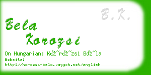 bela korozsi business card